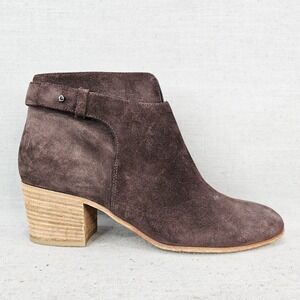 Vince Boots Womens 7.5M Harriet Bootie Shoes‎ Brown Suede Chunky Heels Casual